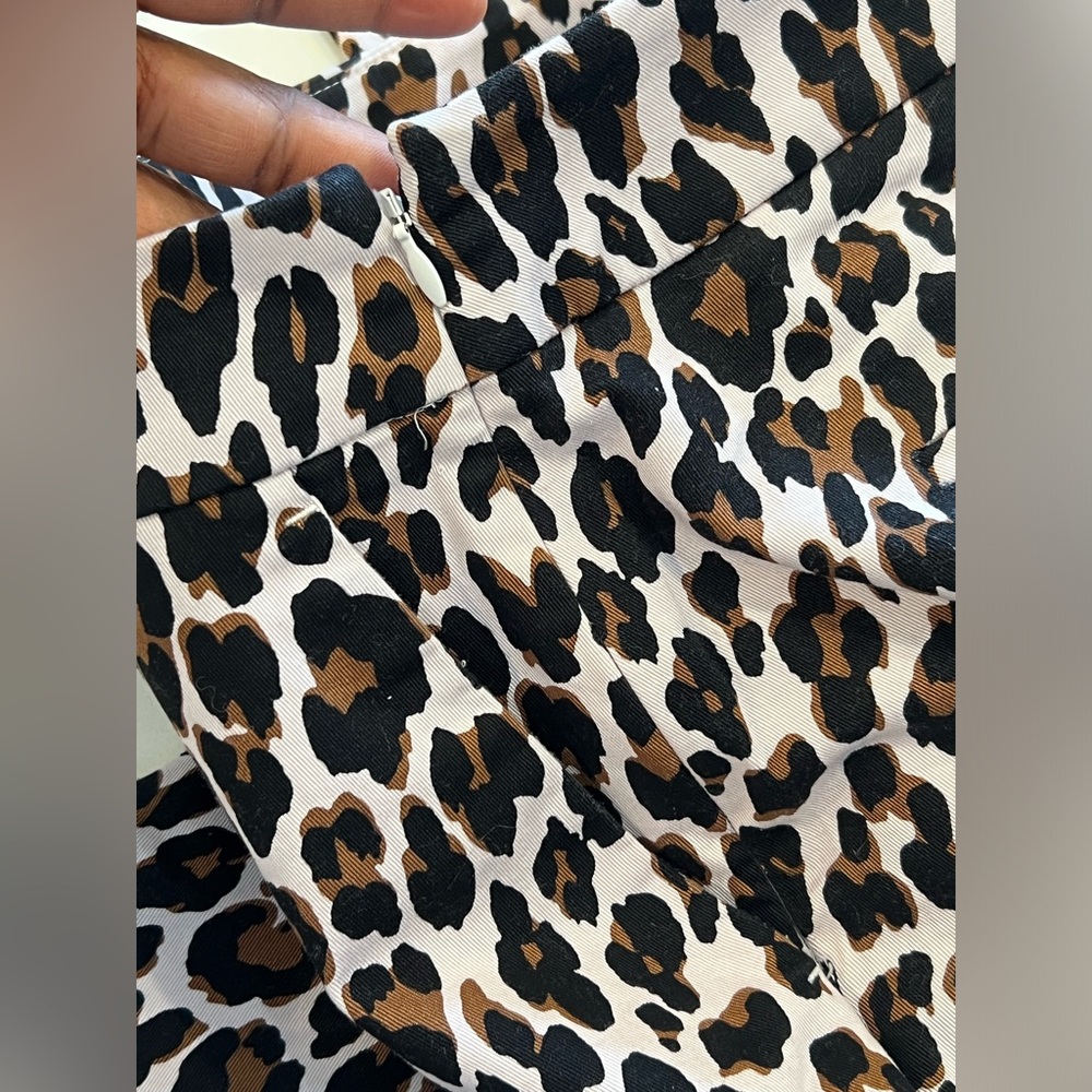 J. Crew Remi Pant in Leopard animal print white pants  Size 8 - Picture 7 of 8